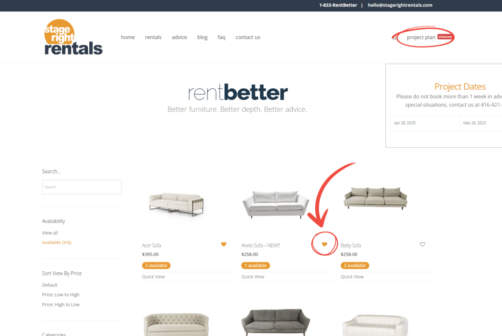 Add products to Project List